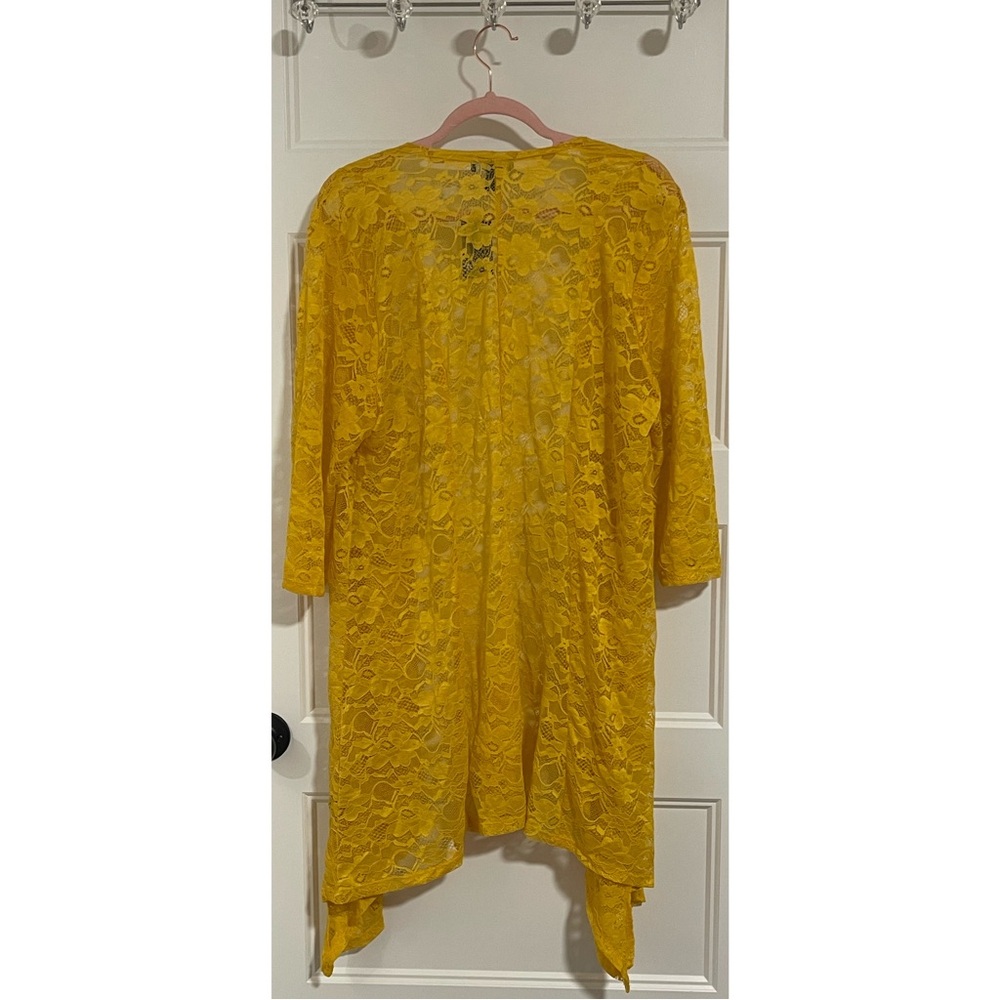 Torrid Yellow Lace Front Kimono Cardigan NWT SZ 1 (14/16) - Picture 8 of 12